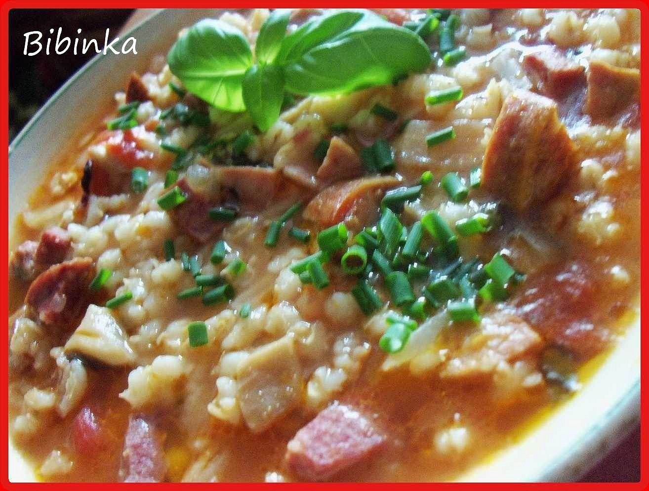 Dobrá hustá polévka s hlívou ústřičnou a kroupami