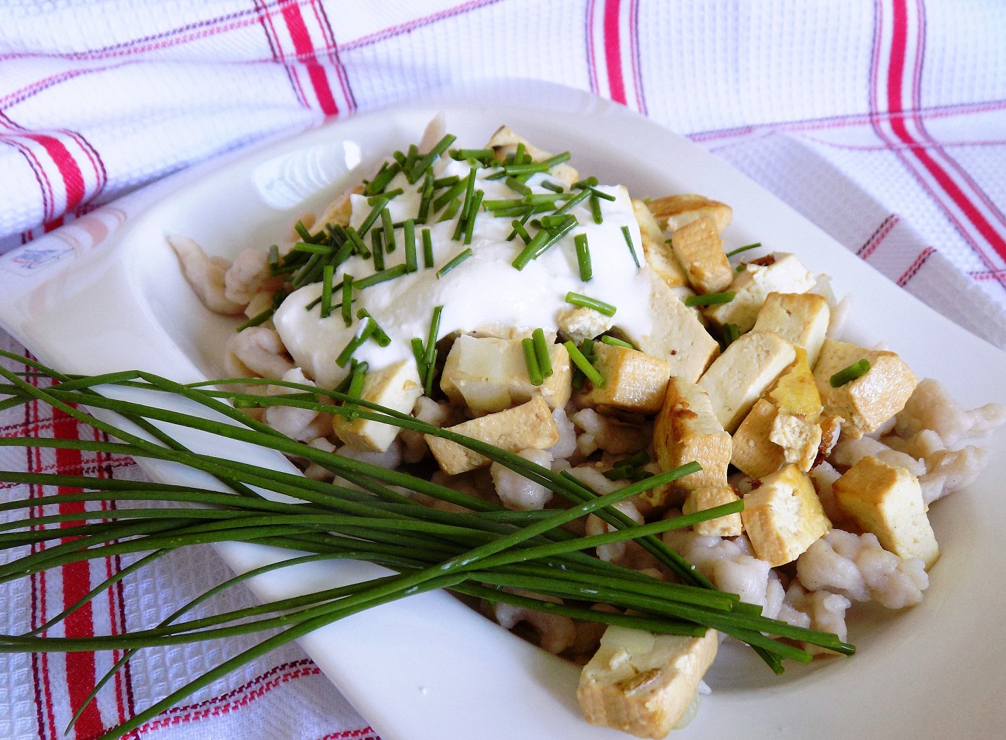 Halušky ze žitné mouky s tofu