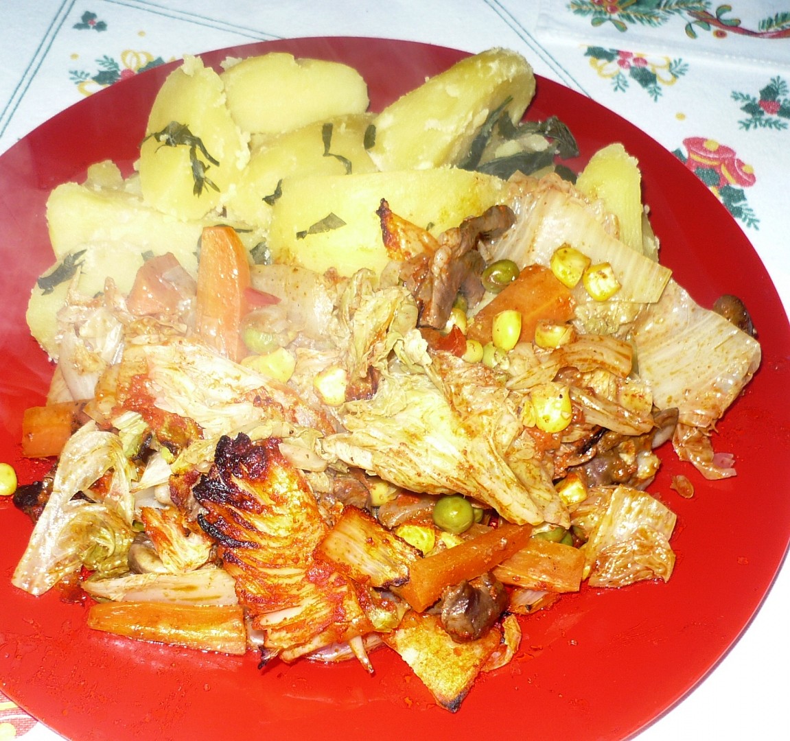 Jehněčí vnitřnosti na zelenině