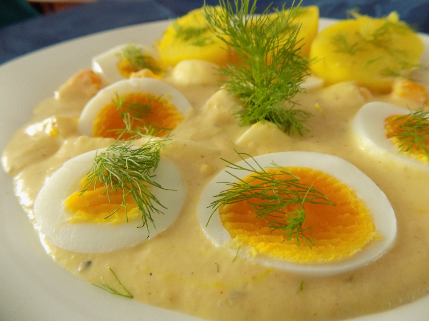 Jemná fenyklová omáčka s vařenými vejci