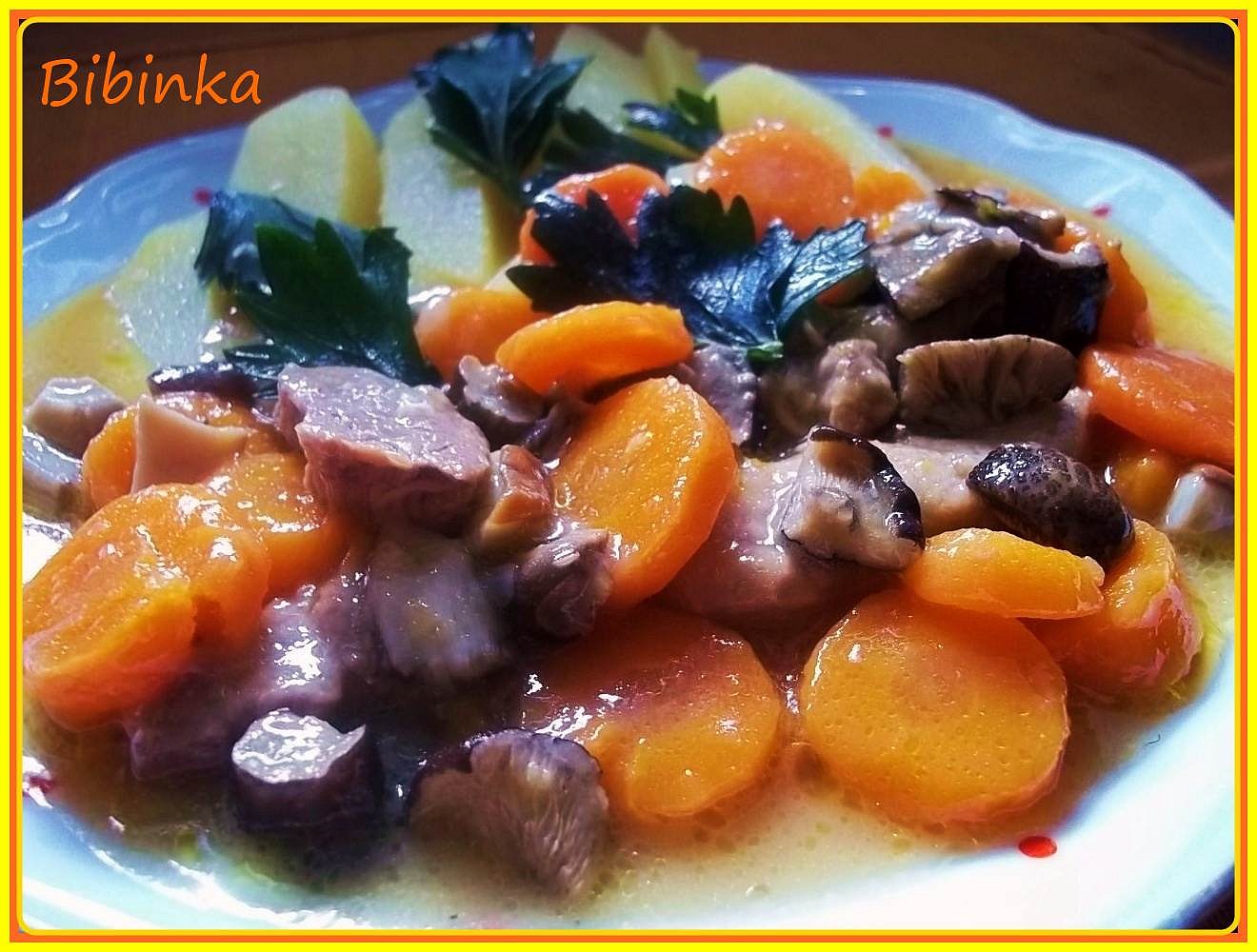 Krkovička s mrkví a houbami