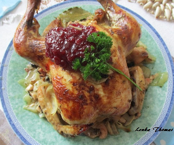 Kuře na divoko s brusinkami