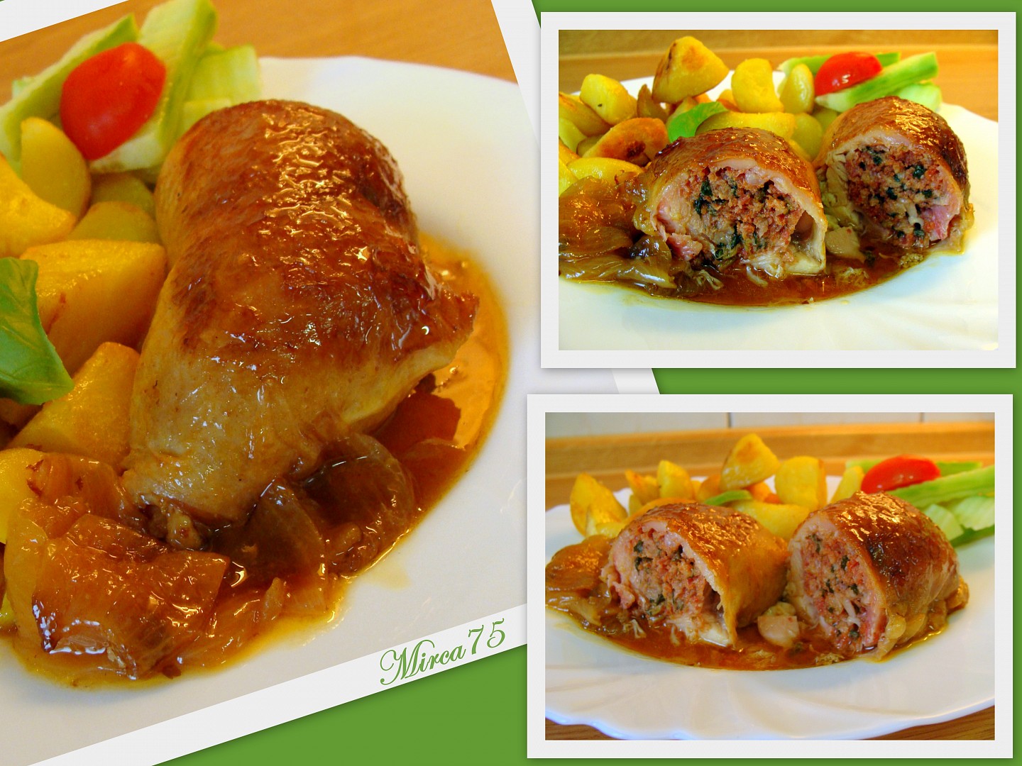 Kuřecí stehna na šalvěji, plněná chorizem a bazalkou