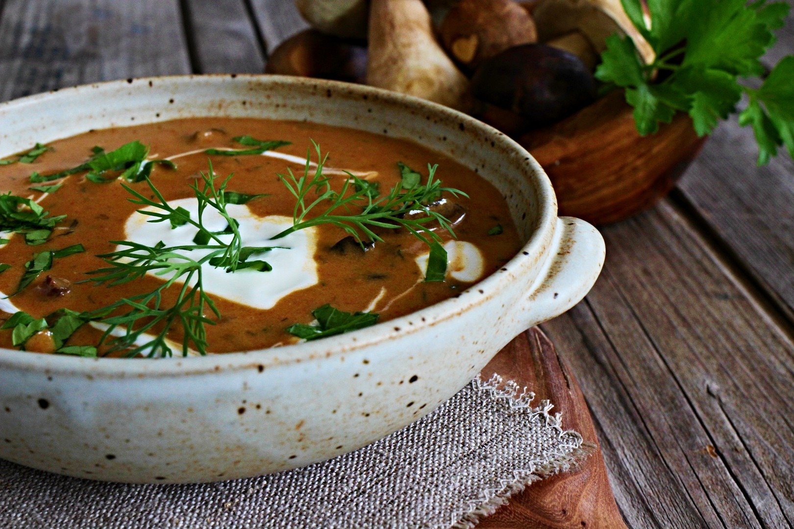 Maďarská houbová polévka