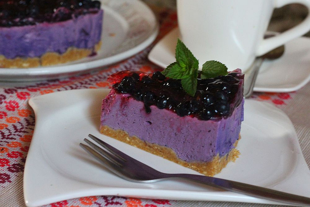 Nepečený borůvkový dortík