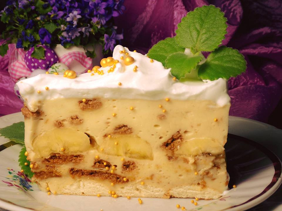 Nepečený pudinkový dort s banánem