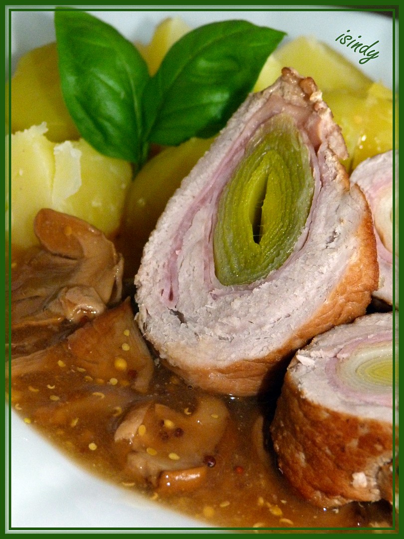 Pórkové rolády na houbách